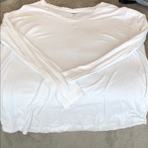 Loose hanging white log sleeve Pink shirt